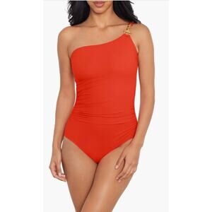Magicsuit One-Shoulder Orange One-Piece Swimsuit with Gold Accent